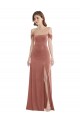 Inexpensive Off the Shoulder Flounce Sleeve Velvet Maxi Prom Dress & Pockets UK