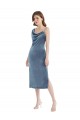Inexpensive Midi Length Asymmetrical One Shoulder Velvet Slip Prom Dress UK