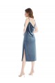 Inexpensive Midi Length Asymmetrical One Shoulder Velvet Slip Prom Dress UK