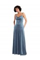 Inexpensive Sleek Cowl Neck Velvet Maxi Prom Dress with Pockets UK