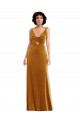 Inexpensive Twist Front Cutout Velvet Maxi Prom Dress with Pockets UK