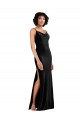 Inexpensive Modern Floor-Length Velvet Prom Dress with Cowl Neck and Spaghetti Straps UK