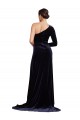 Inexpensive One Sleeve Long Velvet Prom Dress with Thigh High Split UK
