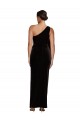 Inexpensive One Shoulder Long Velvet Prom Dress with Side Split and Shoulder Tie UK